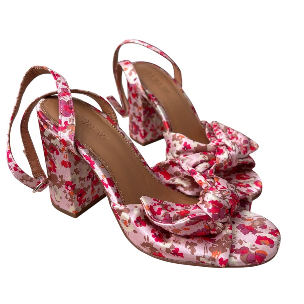 J. Crew Factory Printed knotted heeled sandals Women's 6.5 Floral Summer